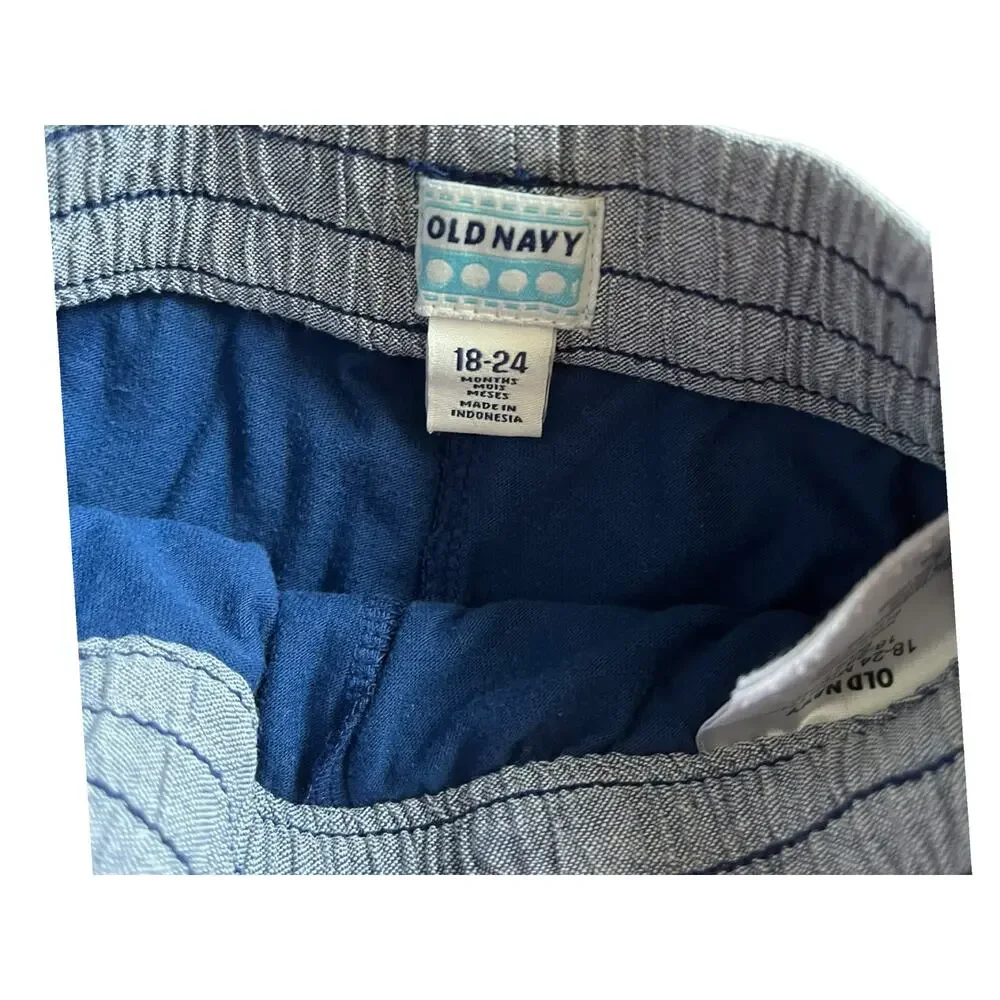 Old Navy blue chambray skort elastic drawstring waist 18-24 months